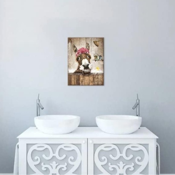Bathroom Decor Funny Canvas Wall Art Donkey Picture Decor Farmhouse NEW 12 X 16 - Picture 12 of 15